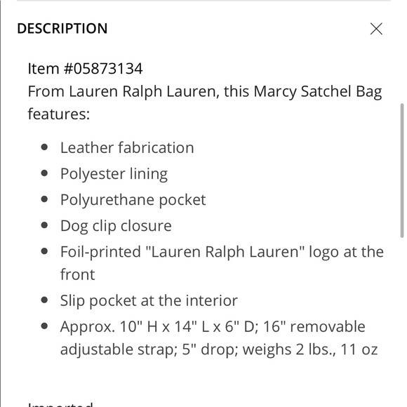 Ralph Lauren Marcy Satchel Dryden Handbag - Picture 5 of 5